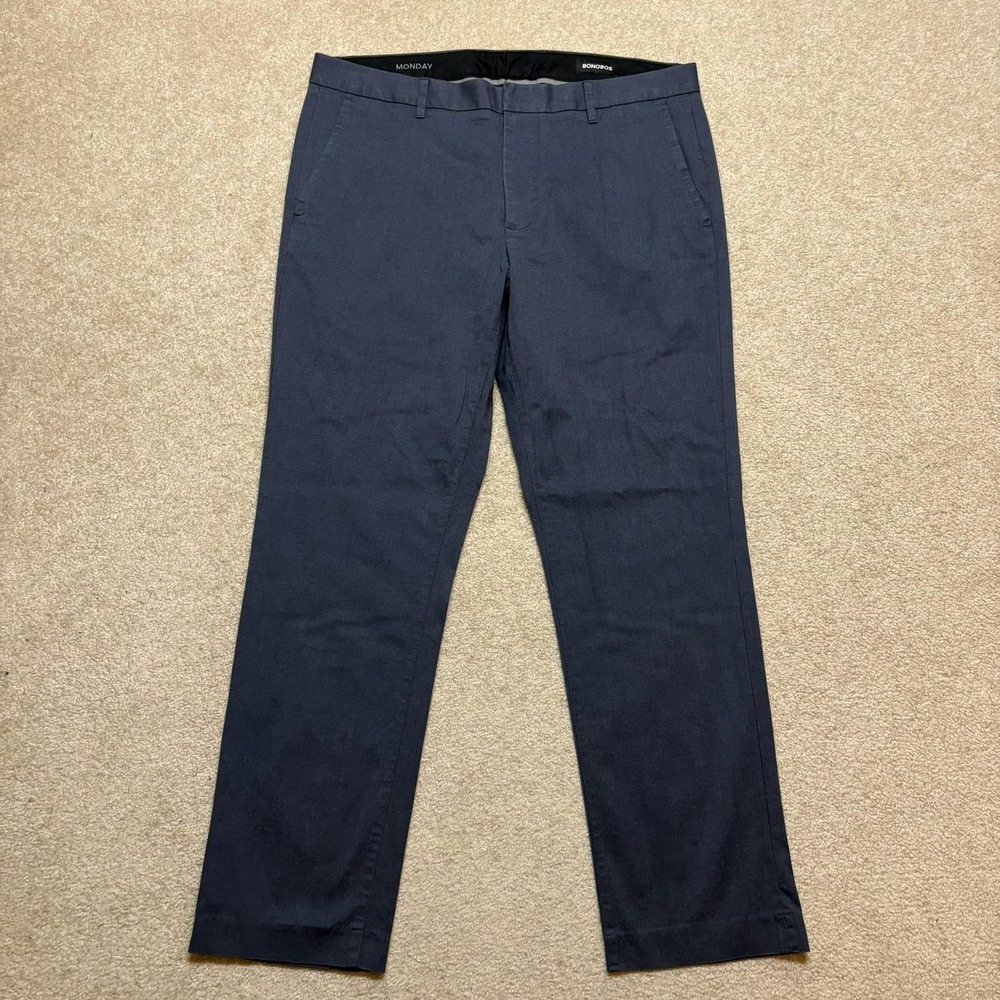 Bonobos Monday Pants Mens 35x30 Blue Slim Fit Chino Stretch Casual Office Work